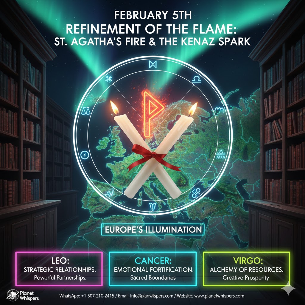 Today’s Horoscope (Feb 5): St. Agatha’s Fire, the Libra Balance & the Kenaz Spark