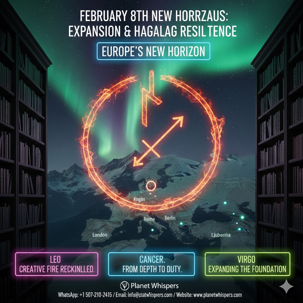 Hagalaz rune symbol with Sagittarius archer over the European Alps 2026