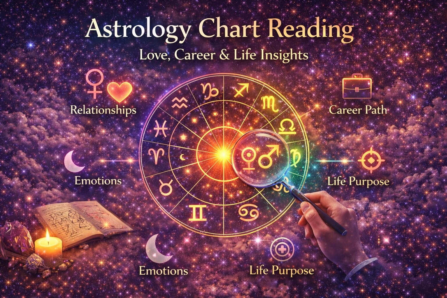 astrology chart reading showing detailed birth chart interpretation