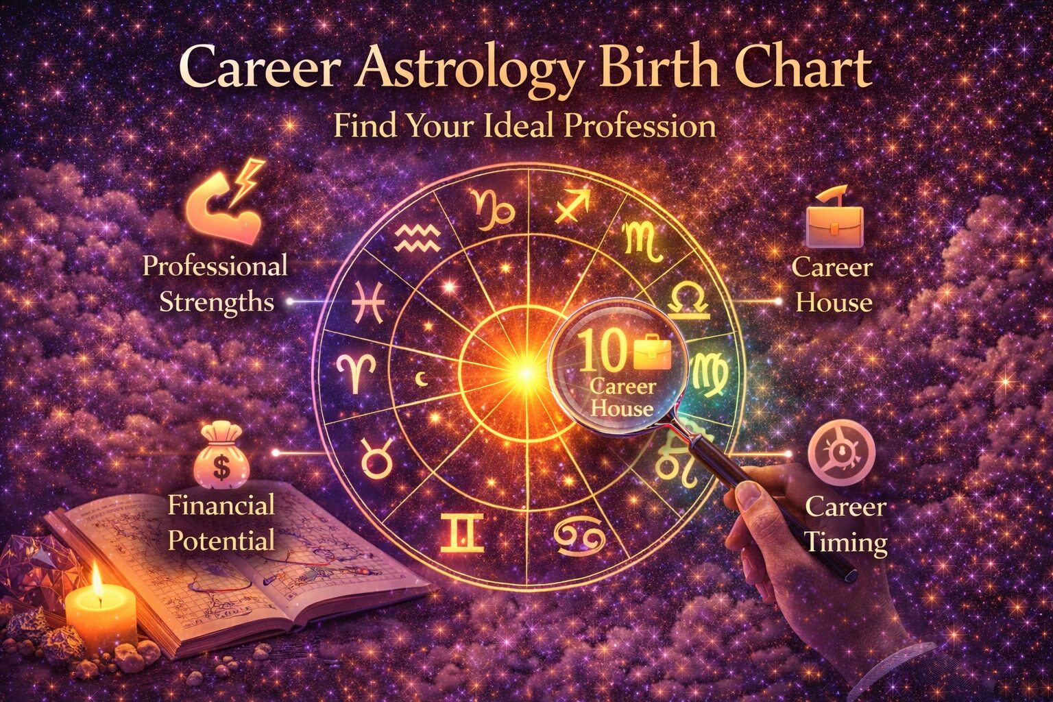 career astrology birth chart showing 10th house and planetary placements