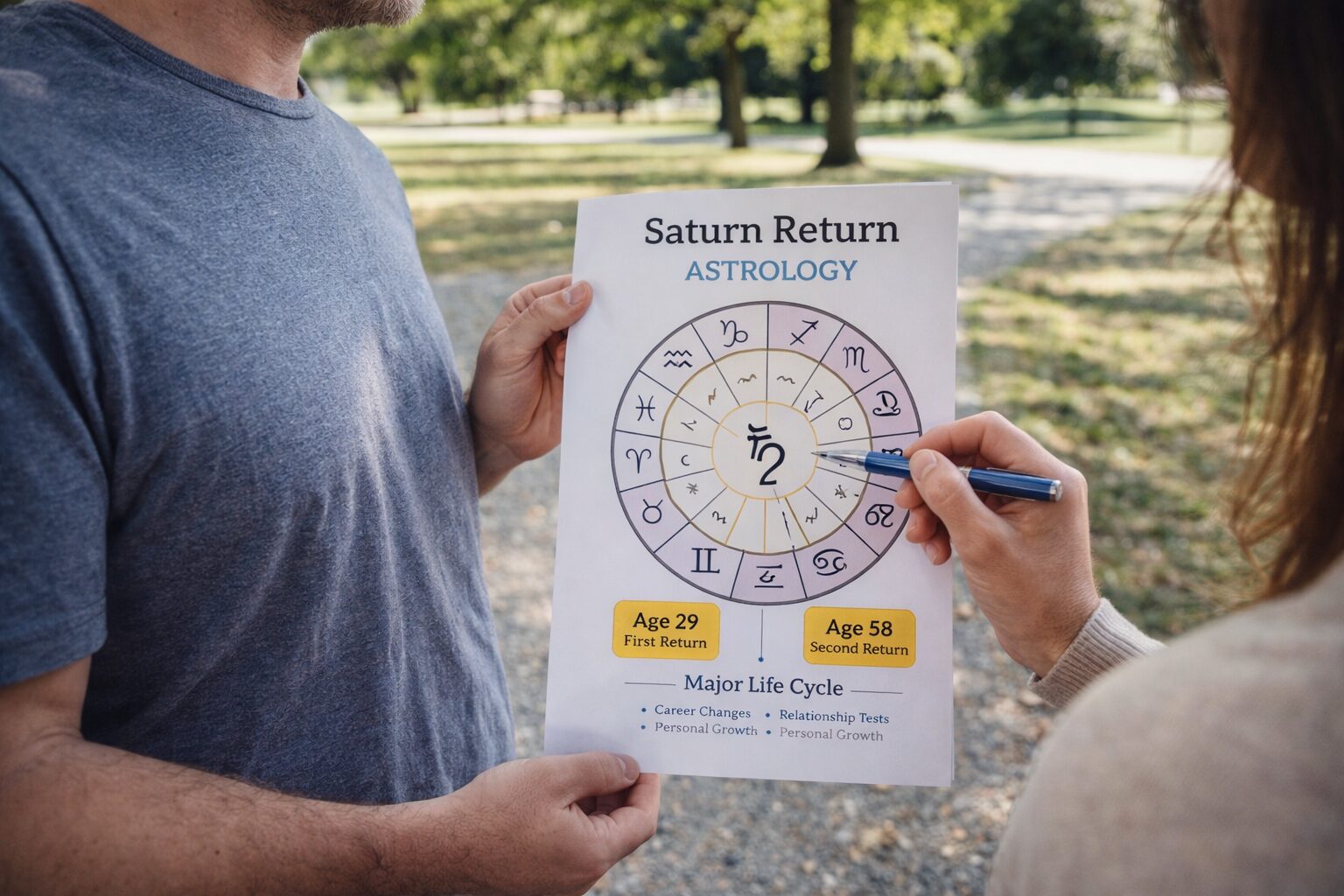 saturn return astrology cycle showing planetary return at age 29 and 58