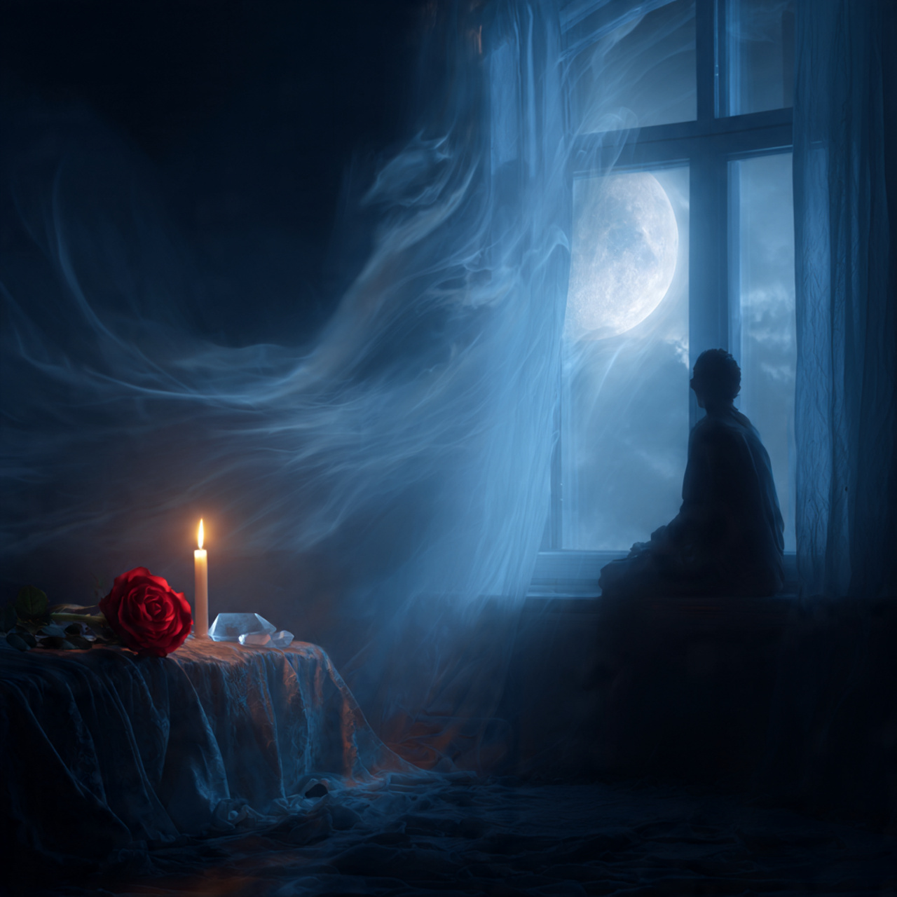 Colder Than the Night Ritual – Emotional Healing & Inner Power Restoration Mystical midnight ritual with dark candles symbolizing emotional healing, heartbreak release, inner power, and spiritual transformation energy.