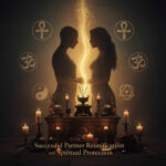 Spiritual love ritual candles and energy symbols representing partner reunification, emotional healing, protection, and relationship harmony.